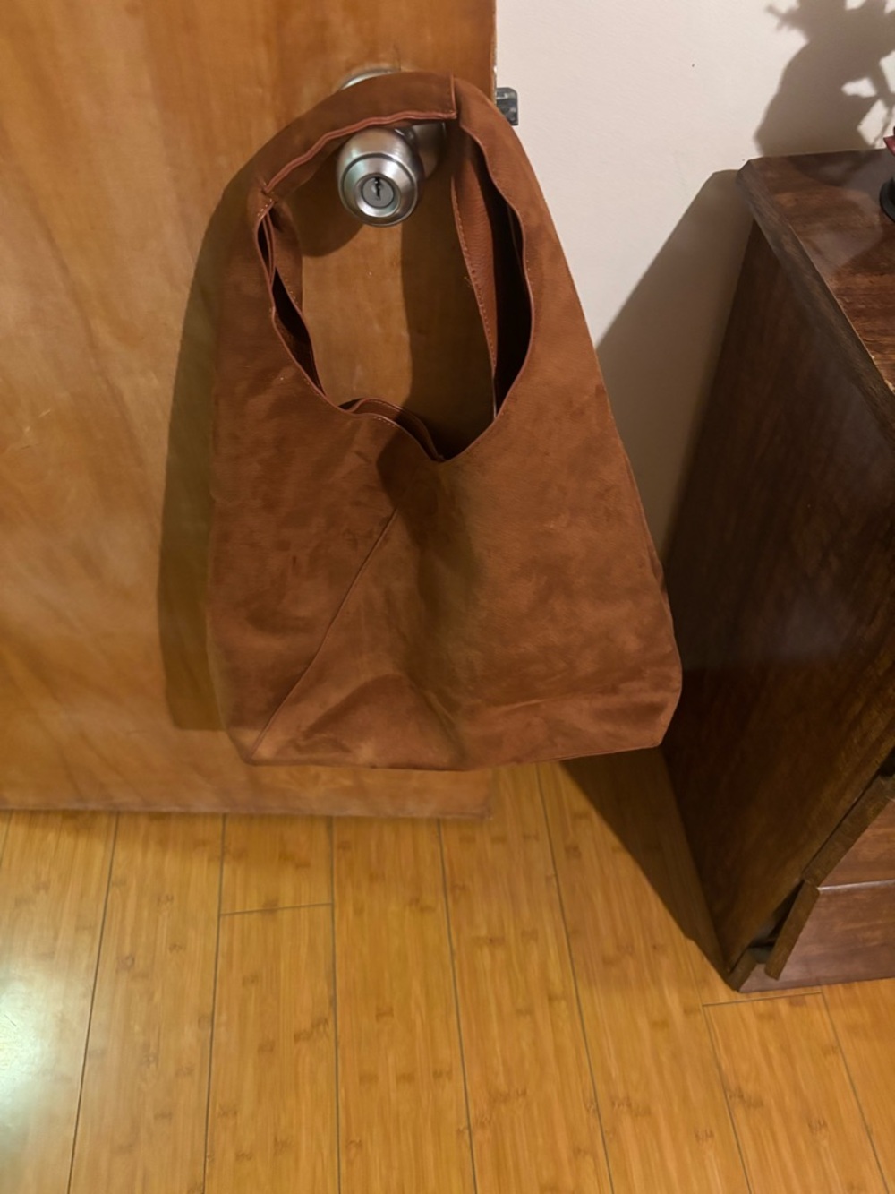 Banana Republic suede vegan purse Carmel color.